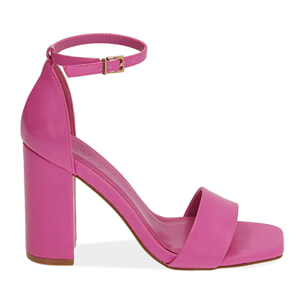 Sandalias fucsia, tacón 9 cm.