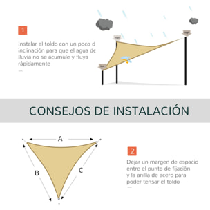 Toldo Vela Triangulo Sombrilla Jardin 3x3x3m Arena