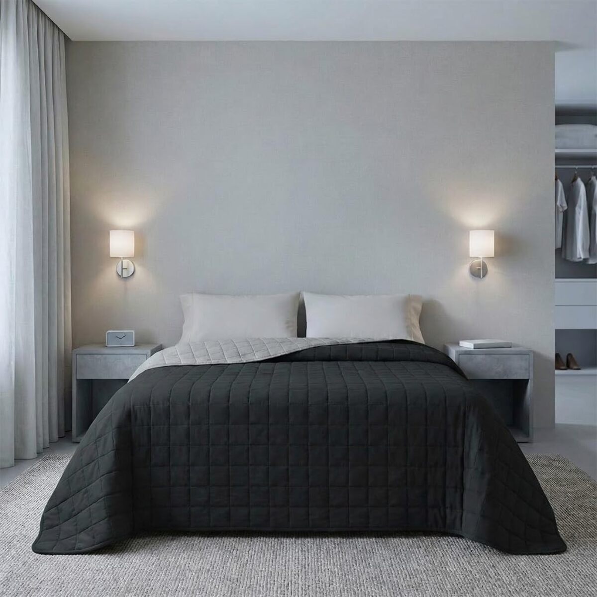 Copriletto estivo leggero double face 170x260 cm, trapunta estiva traspirante e morbida, coperta primaverile elegante e moderna, design reversibile per doppio stile, ideale per stagione calda, resistente e facile da lavare