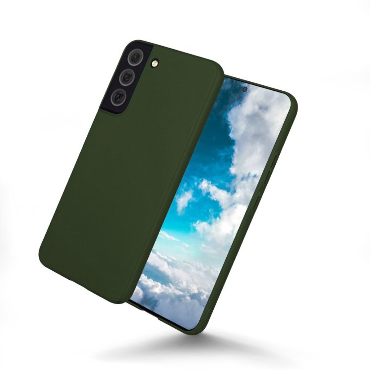 Coque Samsung Galaxy S22 Vert Foret Silicone liquide + 2 Vitres en Verre trempé Protection écran Antichocs