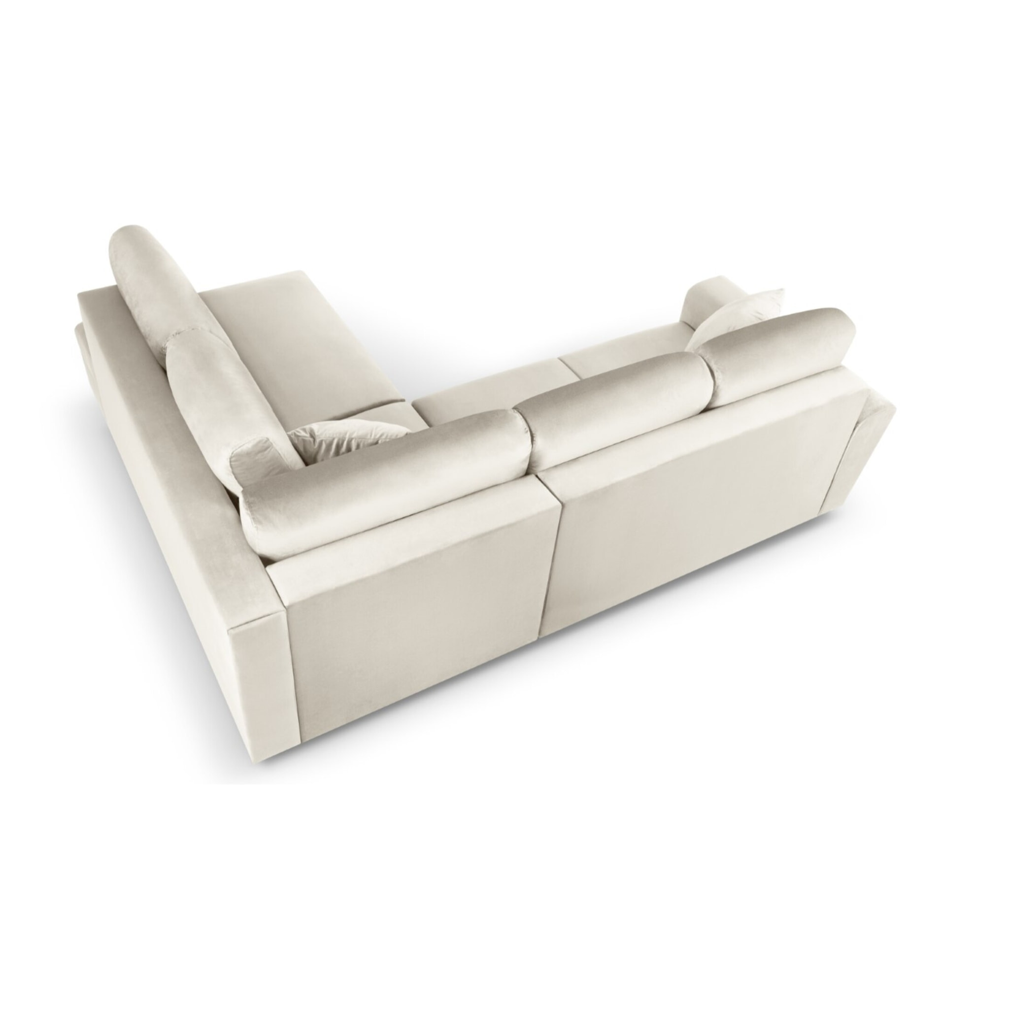 Canapé d'angle droit convertible avec coffre de rangement "Kyoto" 5 places en velours beige clair