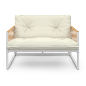 Salon de jardin Ozéa 4 places blanc et cordage