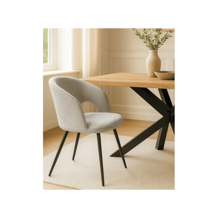 Chaise rotative 180° en tissu doux avec accoudoirs - AMBRE