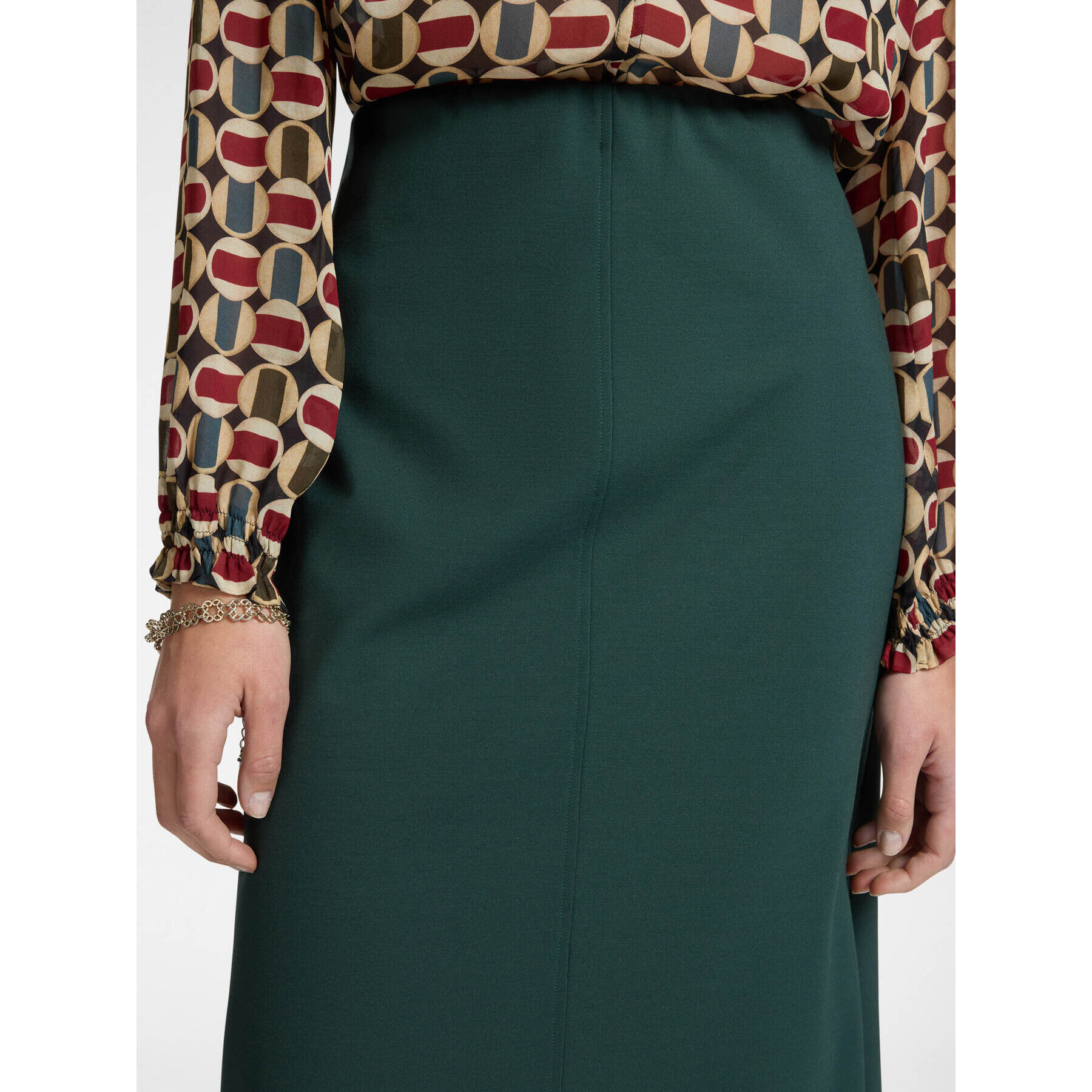 Elena Mirò - Falda lápiz en punto Milán - Verde