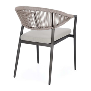Set di 4 sedie con braccioli GETARIA antracite e beige, impilabili