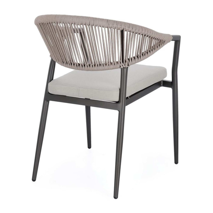 Set di 4 sedie con braccioli GETARIA antracite e beige, impilabili
