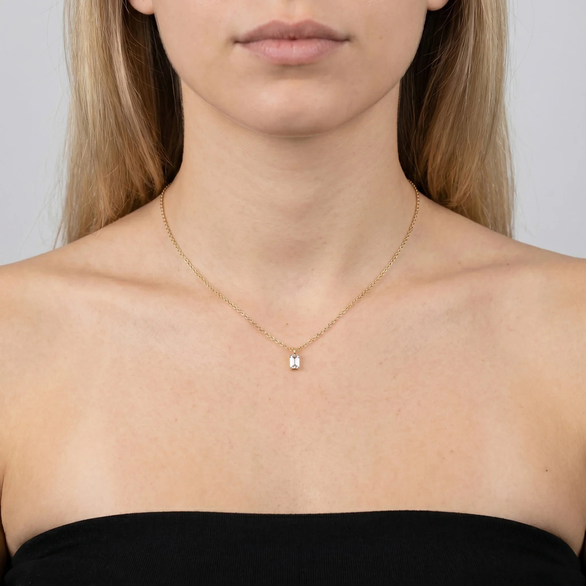 Collana in Argento 925 placcato Rodio con Cubic Zirconia a Baguette