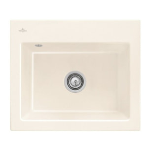 Evier Subway 60 S 60 x 51cm sans egouttoir Creme CeramicPlus avec vidage automatique