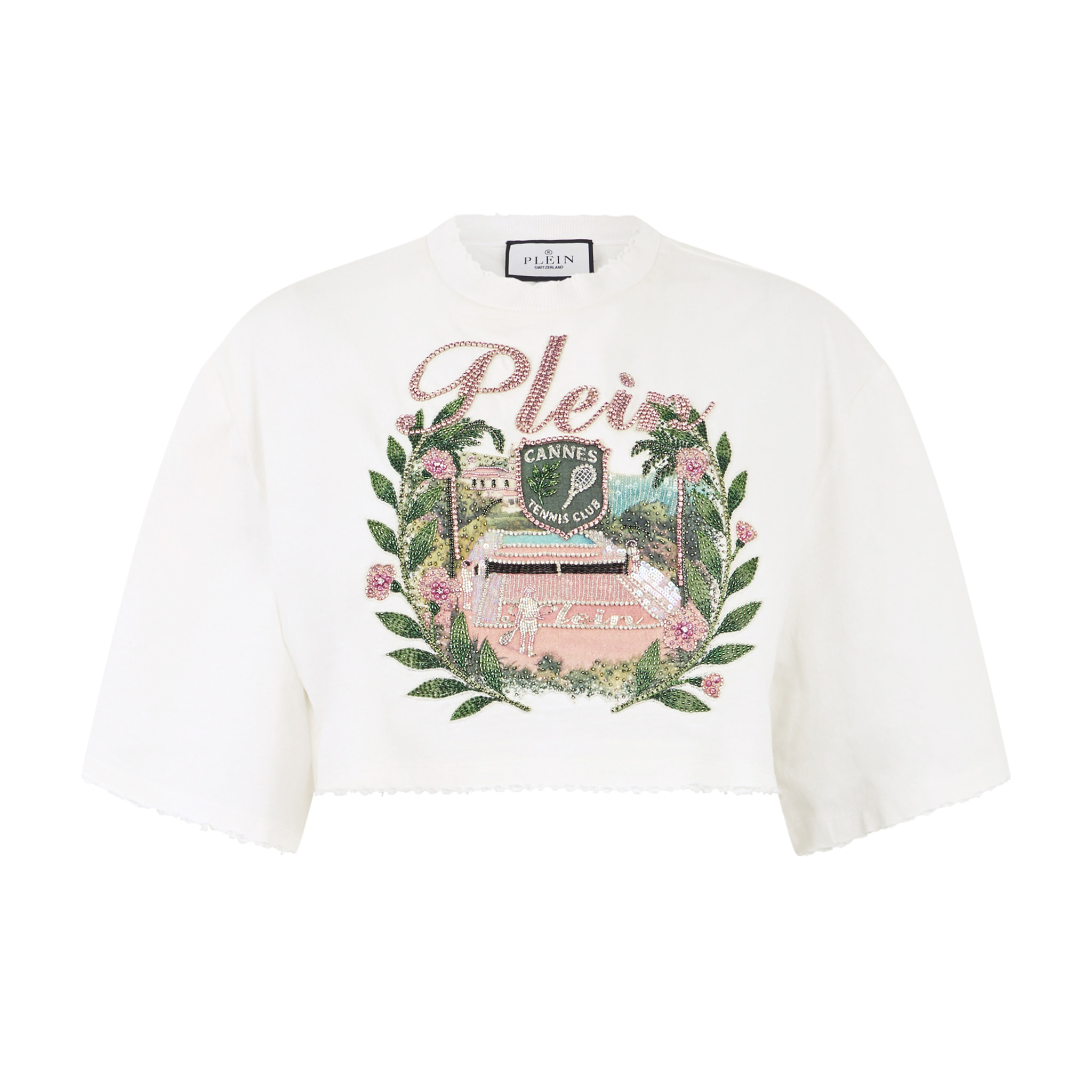 PHILIPP PLEIN Cropped T-Shirt Cannes Tennis Club