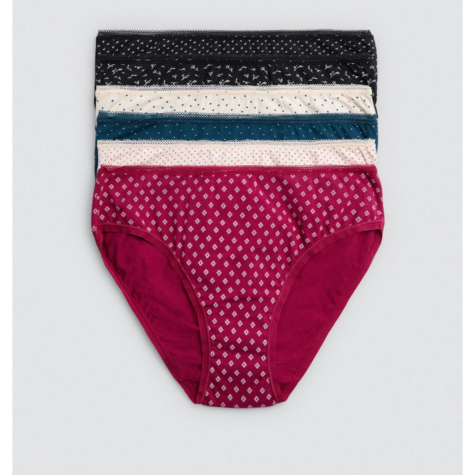 Confezione da 6 mutandine midi in cotone stampato