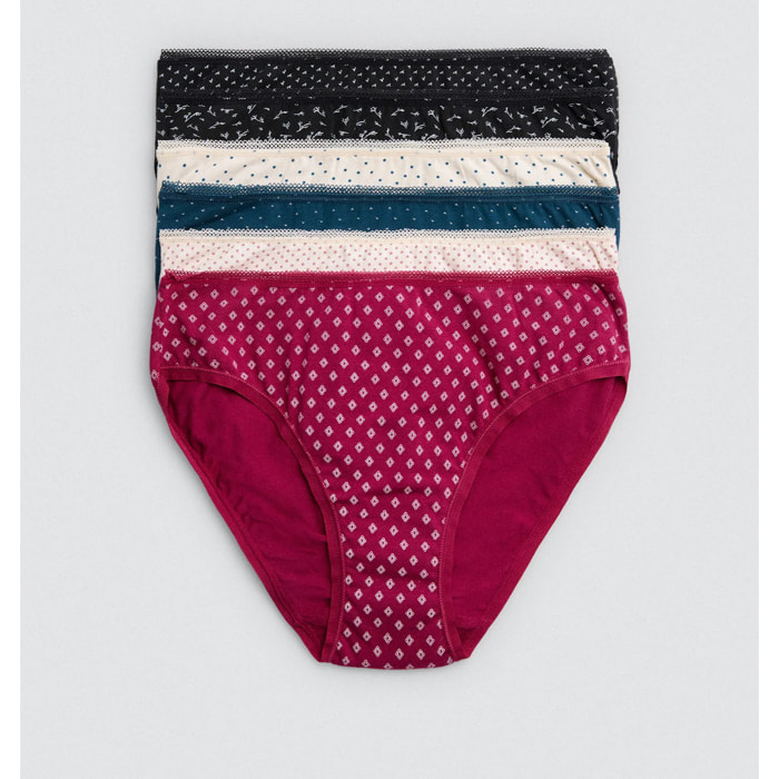 Confezione da 6 mutandine midi in cotone stampato