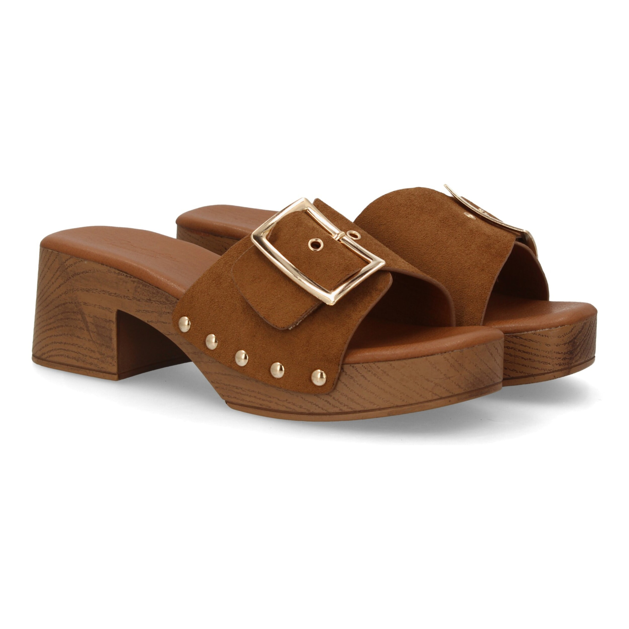 Sandalia tacon tipo zueco mujer