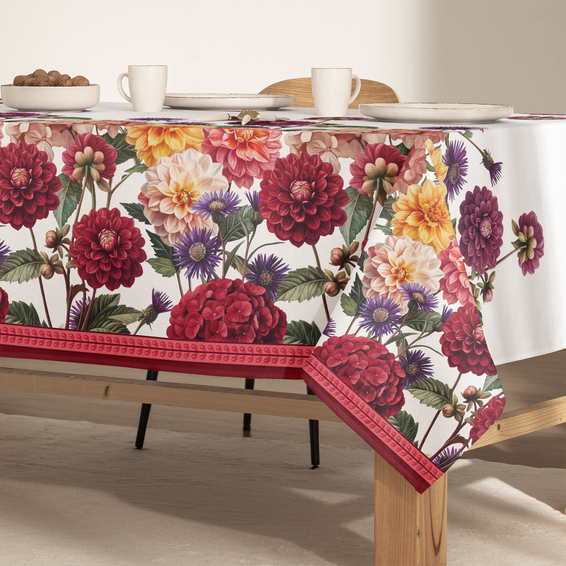 Mantel estampado antimanchas DARLIN ROJO