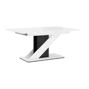 Burnie - table à manger extensible - blanc et noir - 4 à 6 personnes - Blanc / Noir
