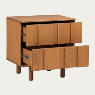 Table de chevet Sandoli -bois massif d'araucaria-couleur nogal 60 x 60 x 45 cm