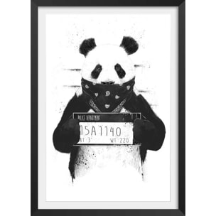 Affiche enfant panda  Affiche + cadre en bois - Noir