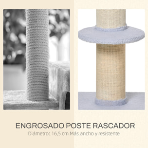 Árbol Rascador para Gatos Altura 91 cm Árbol para Gatos Torre para Gatos de 3 Niveles con Nido Plataforma y Poste de Sisal 45x45x91 cm Azul Claro