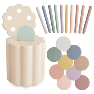 Mushie Cubo Didáctico Tubos/Monedas Solid