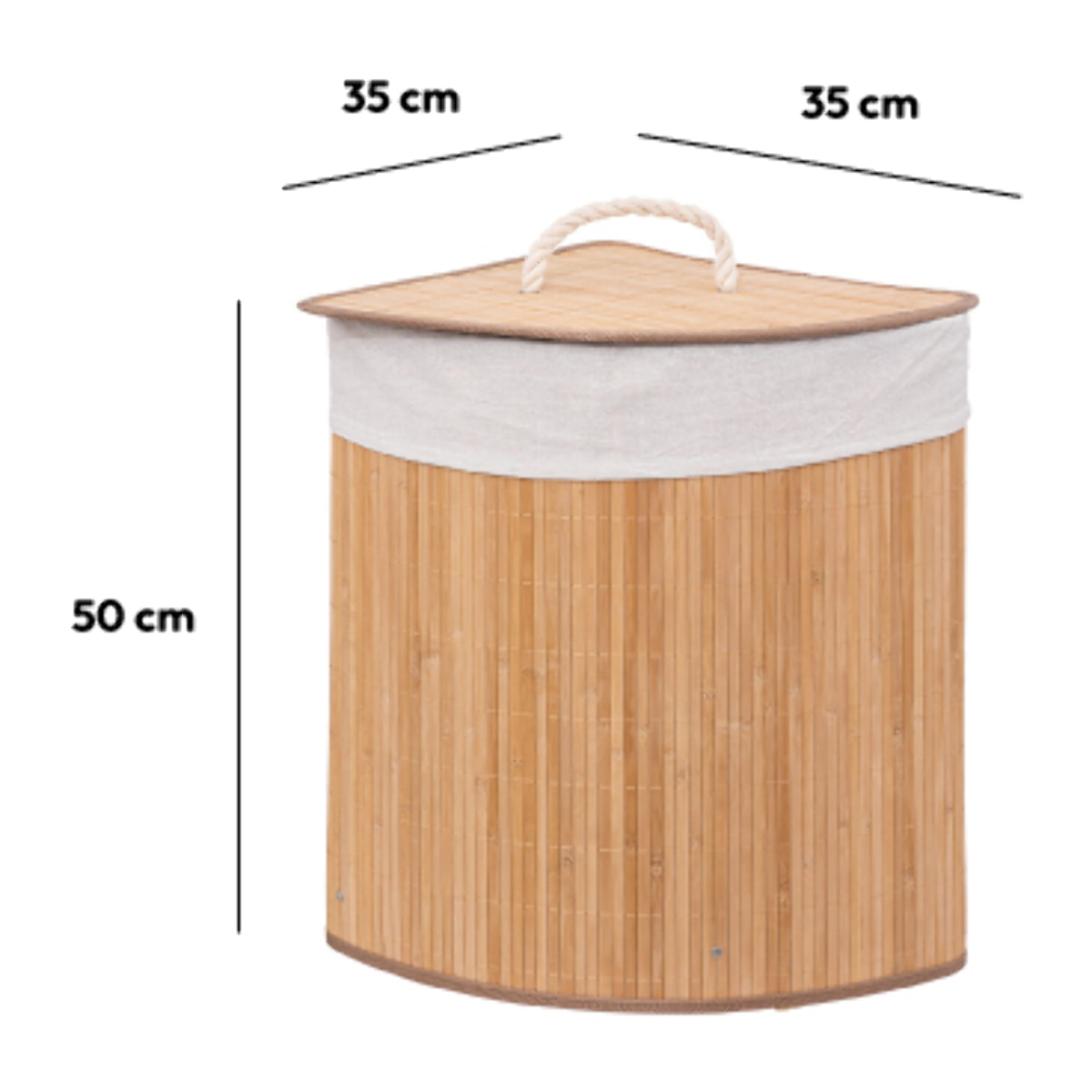 Panier à linge d'angle 48L Bambou