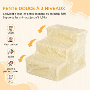 Escalier pour chien à 3 marches déhoussable lavable - 46 x 35 x 35 cm - beige