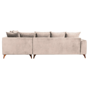 Canapé Velours Angle Droit Beige Altamo - 4 Places