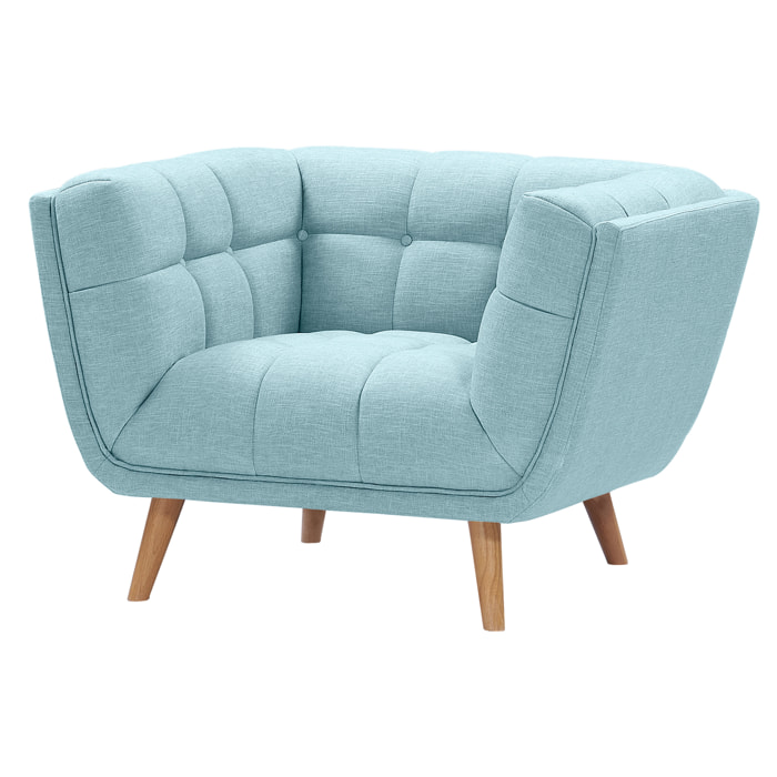 Fauteuil Carmen capitonné bleu clair