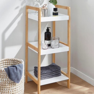 Well home estantería de baño con 3 estantes en mdf y patas de bambú h.72cm