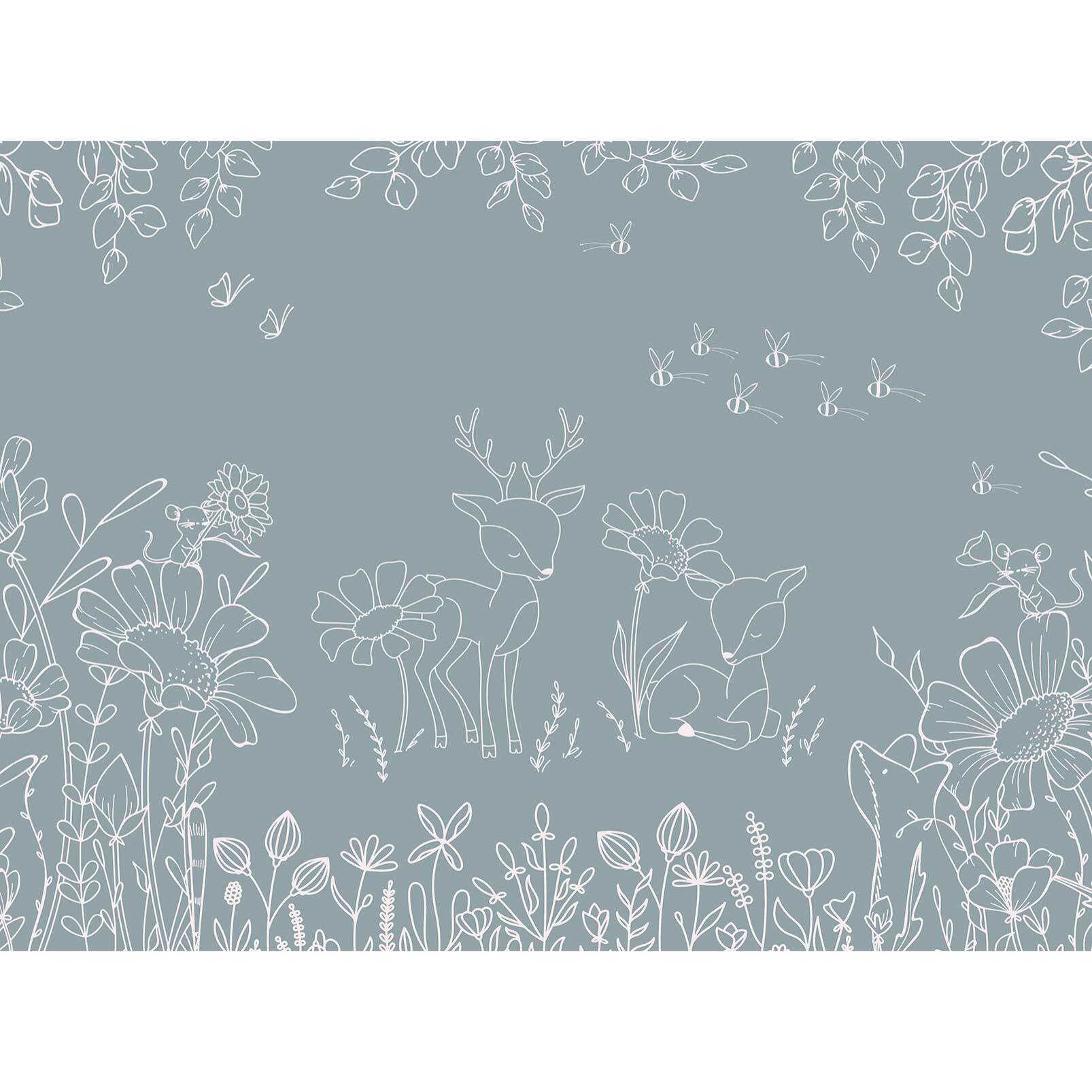 Papier peint forêt animaux chambre enfant - Le Songe du Faon Intissé