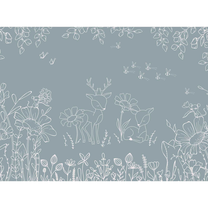 Papier peint forêt animaux chambre enfant - Le Songe du Faon Intissé