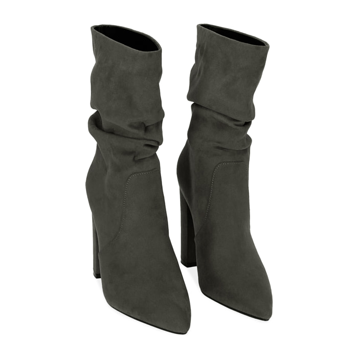 Ankle boots grigi in microfibra, tacco 10,5 cm