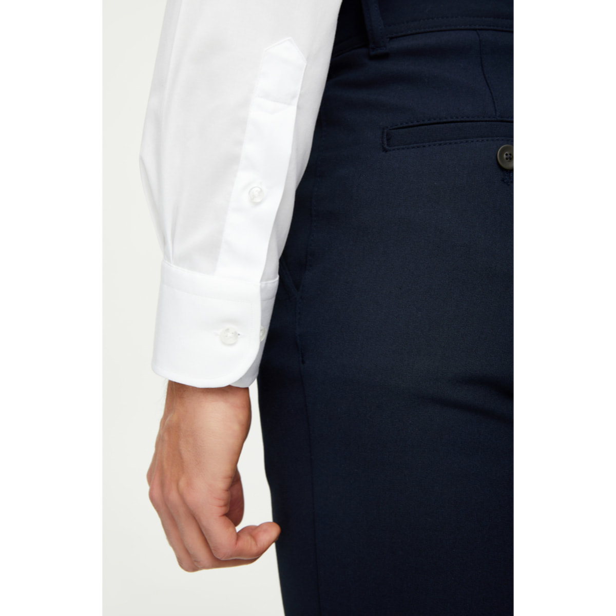 Camicia Uomo 1 Bottone Button Down Slim Twill Unito Bianco