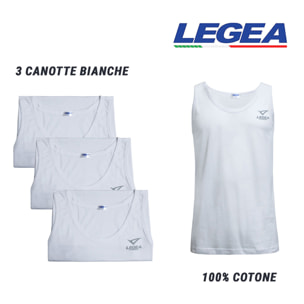 3 Canotte Uomo LEGEA Art. 830 Bianco