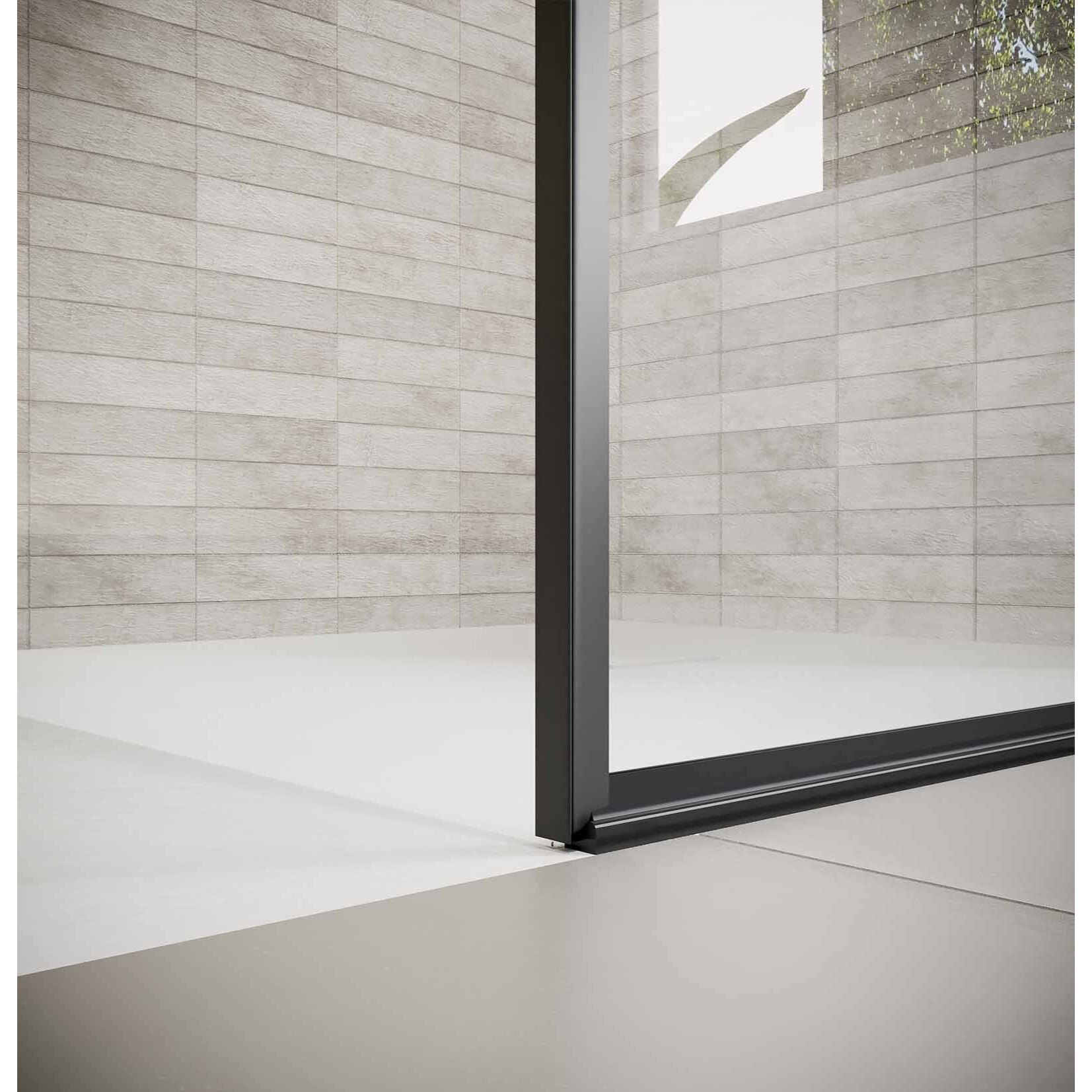 Porte de Douche Pivotante 70x195cm et Retour 90cm - Verre 8mm Anticalcaire - Profil Noir