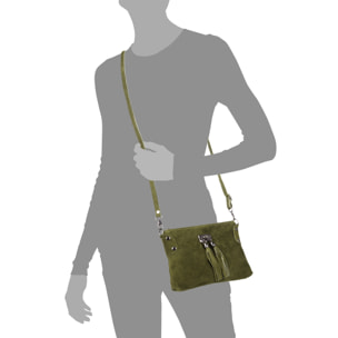 Savina Bolso bandolera Mujer.Piel auténtica Gamuza