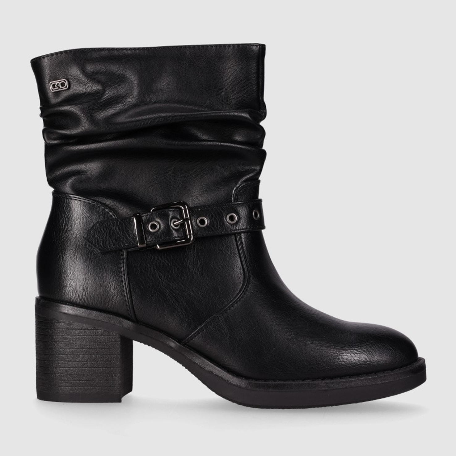Botines de Piel Sintética - Negro - Tacón: 7 cm