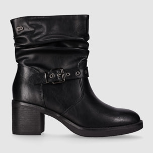 Botines de Piel Sintética - Negro - Tacón: 7 cm