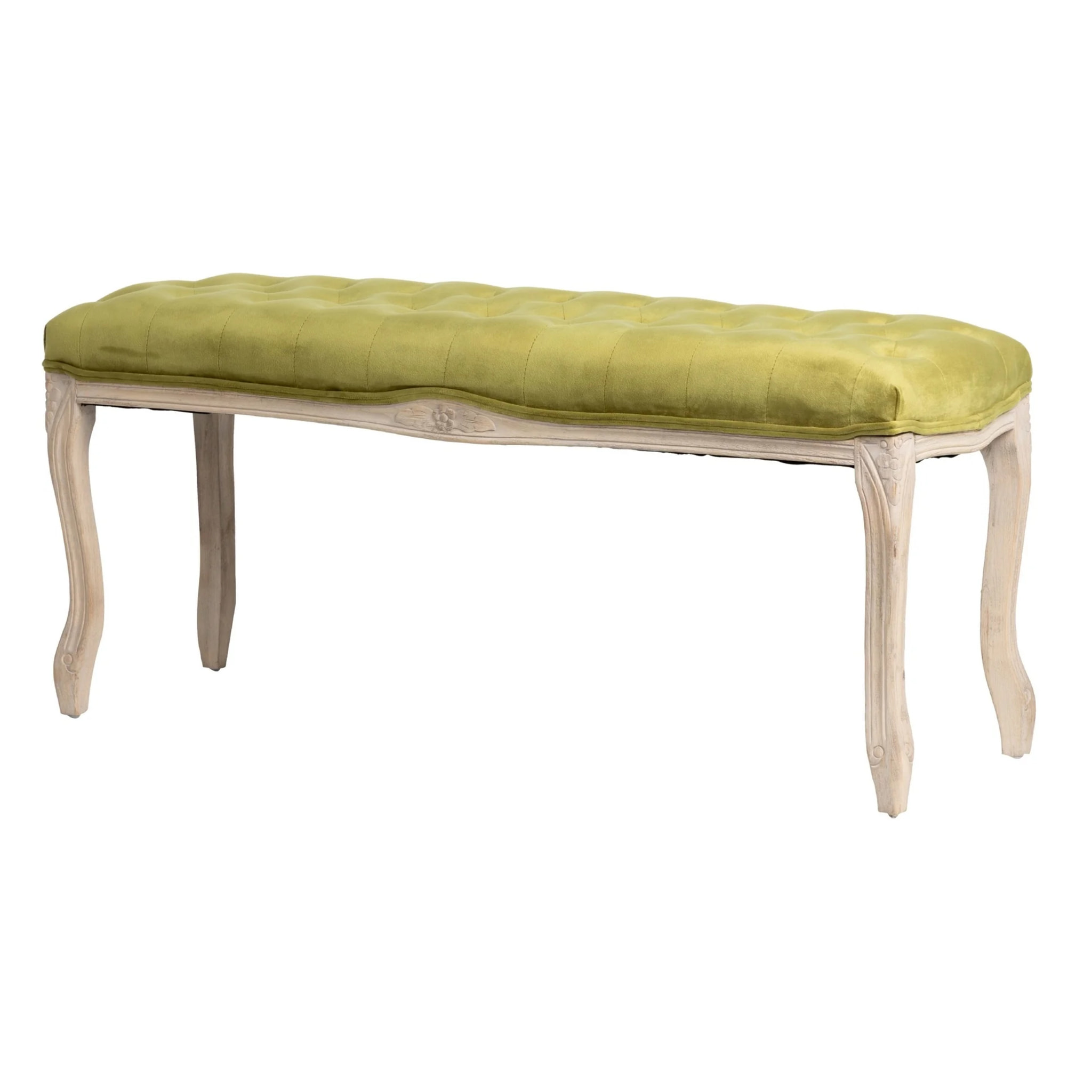 Pie Cama Velvet Capitone Patas Madera 110x36x47 Cm