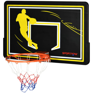 Tablero de Baloncesto para Interior Exterior de Pared Aro de Baloncesto Canasta de Baloncesto para Adultos 110x90x70 cm Negro y Amarillo