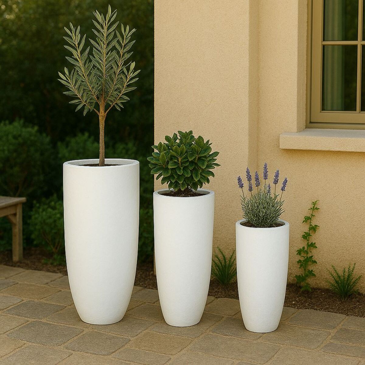 Vaso in terracotta smaltata bianca 46x78 cm - Real