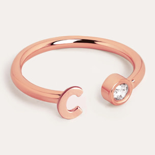 Anello Personalizzato Lettera Spark Argento Placcato Oro Rosa