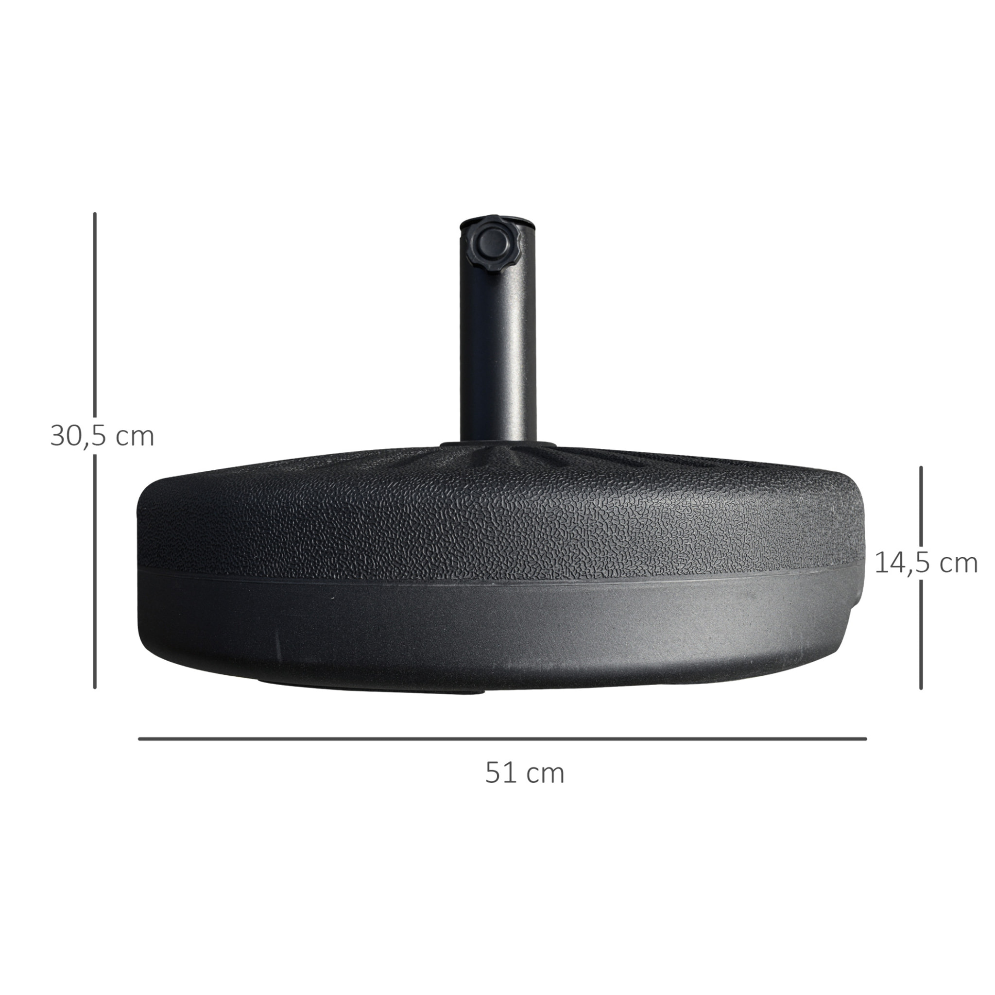 Outsunny Base de Sombrilla Rellenable de Agua 22 kg para Postes 38/48mm Ø51x28cm