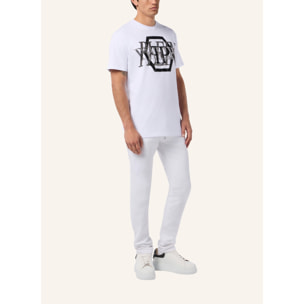 PHILIPP PLEIN Round Neck T-Shirt Logo Stones