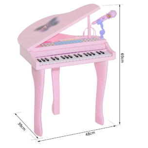 Piano à queue électronique 37 touches multifonctions avec micro haut parleur rose