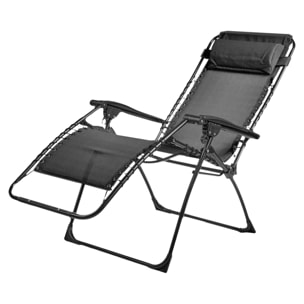 Lot de 2 fauteuils relax en acier - pliant - gris anthracite - PALAVAS