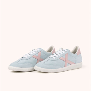 Zapatilla casual de serraje azul pastel y rosa con suela blanca MUNICH BARRU 221