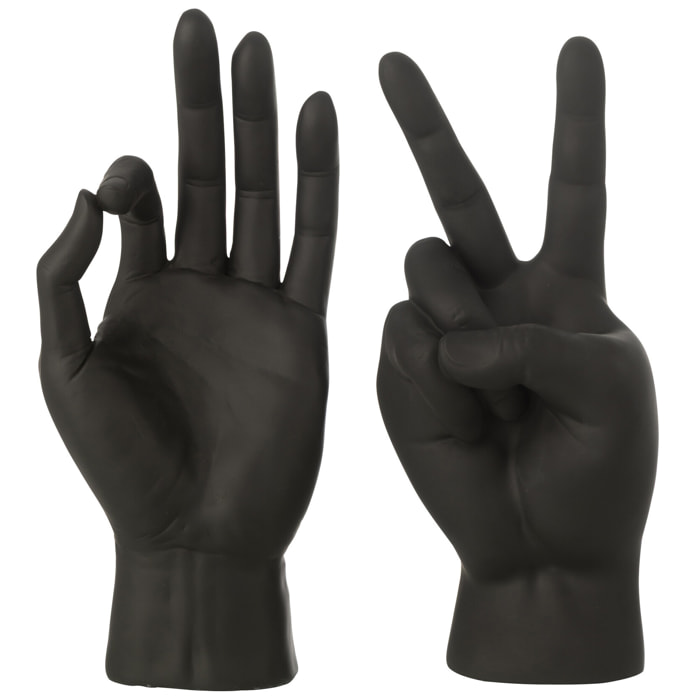 J-Line Figurine Langage des Signes - polyrésine - noir - 2 pièces