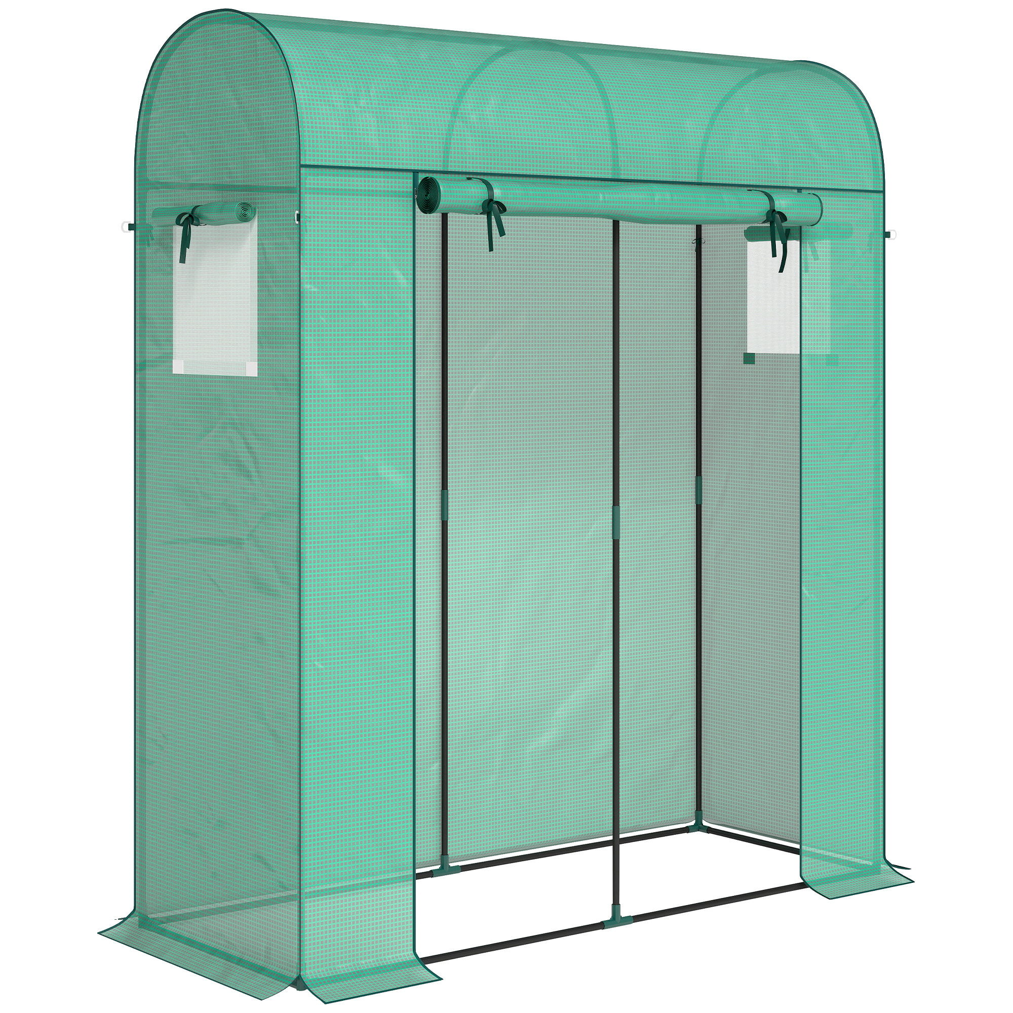 Serre de Jardin - Bâche PE et Châssis Acier - Porte Roulante et Fenêtres en Maille - 170 x 68 x 200 cm - Vert