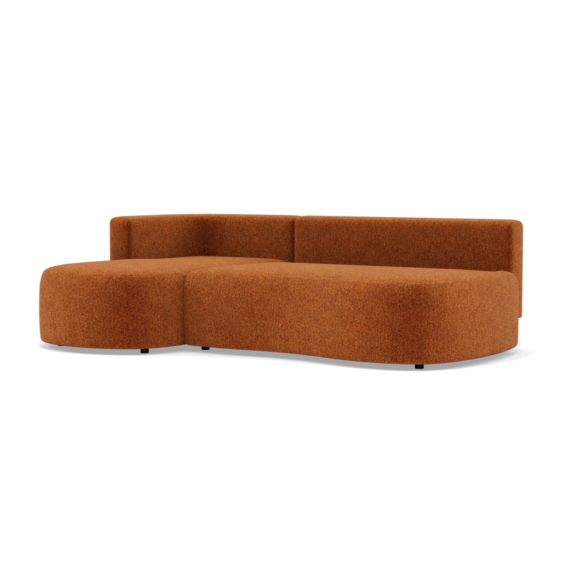 Mahina - canapé d'angle gauche 4 places convertible avec coffre en tissu texturé - Terracotta