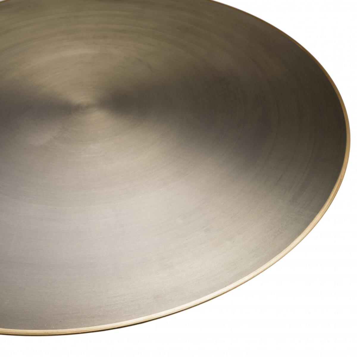 JAMES - Table basse ronde 80x80cm en fer noir et bordure dorée