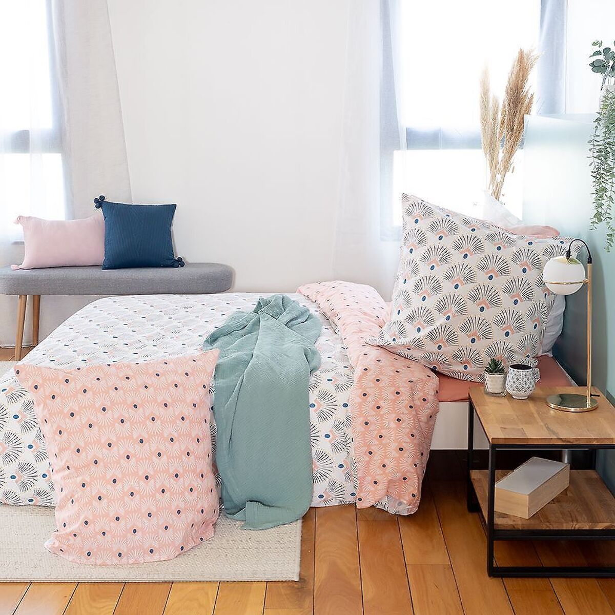 Parure Housse De Couette 3pcs 100% Coton Bio 57 Fils Mille